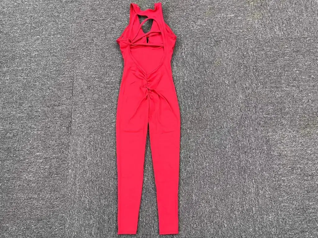 New Sportswear Woman Gym Fitness Overalls Sporty Jumpsuit Women Sport Sets Women Yoga Pants Clothes One Piece OutfitGirl  Back