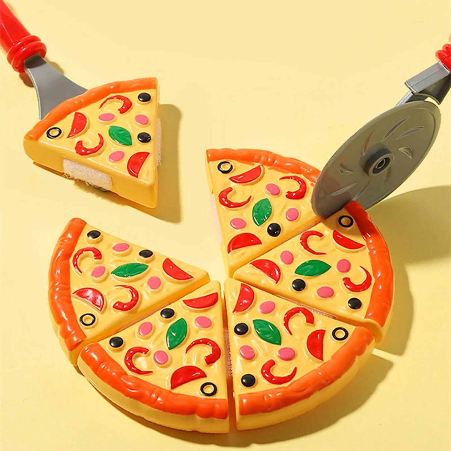 Kids Pizza Cutting Toy Simulation Plastic Pizza Dinette Child Toy Kitchen Pretend Play Food Cooking Kitchen Toys for Girls Kids