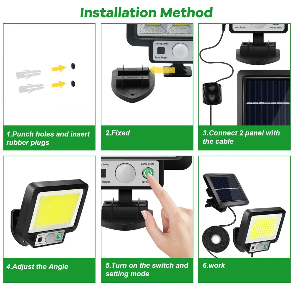 Solar Light Waterproof Solar Powered Wall Light Outdoor Wall Emergency Street Security Lamps for Garden Emergency Street Lamps