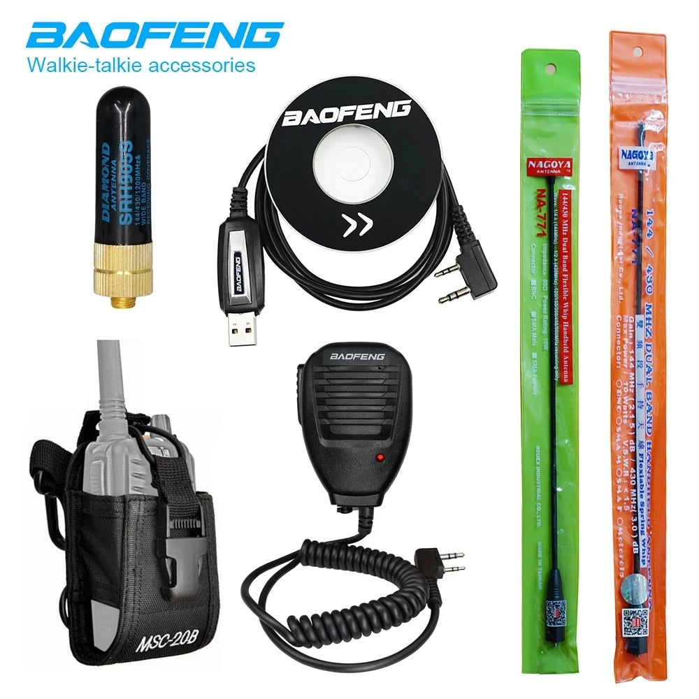 Baofeng Walkie Talkie Accessories 2 Pin Speaker Microphone USB Prorgarmming Cable Antenna Accessray For UV-5R BF888S UV-82 5RPRO