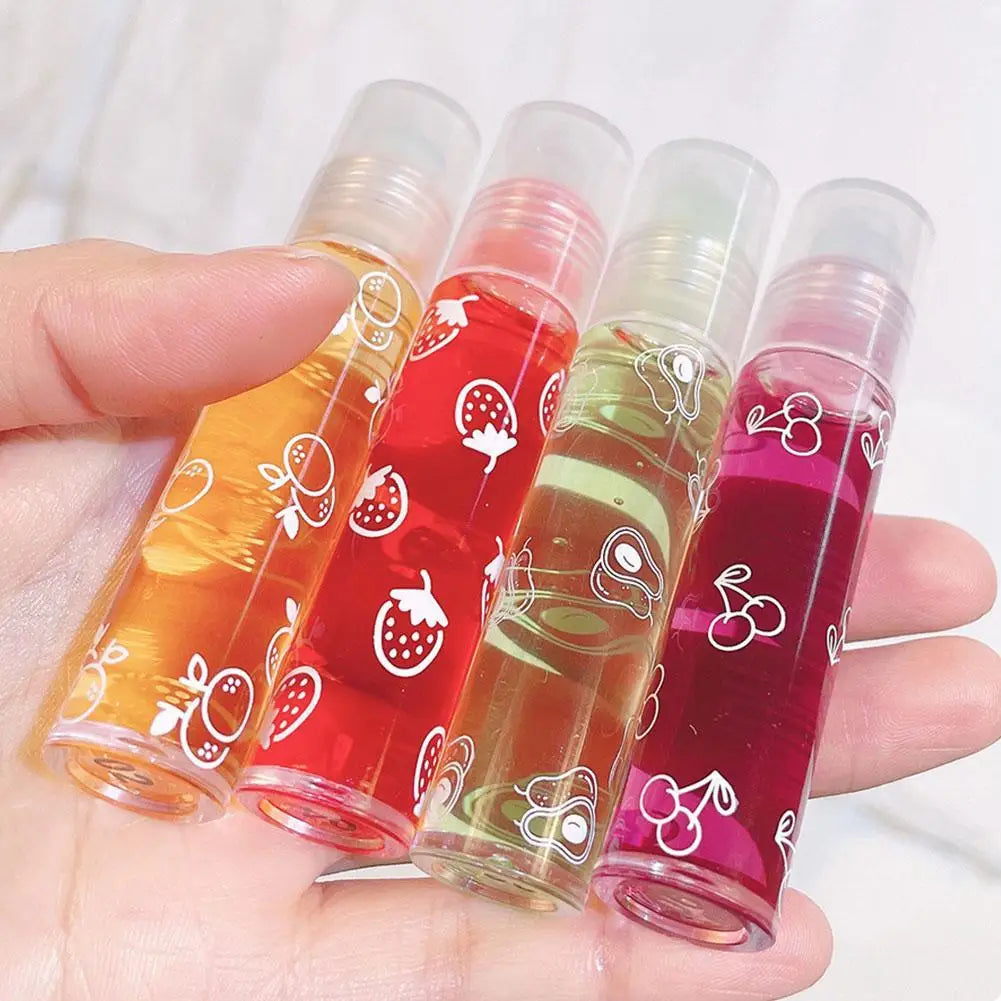 1pc Transparent Hydrating Lip Gloss Fruit Roll-on Balm Lip Makeup Primer Moisturizing Clear Lip Oil Long Lasting Cosmetics