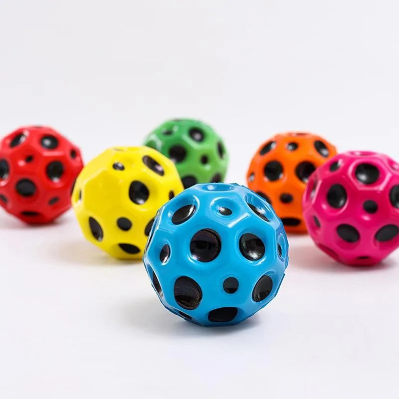 Useful Hole Ball Soft Bouncy Ball Anti-fall Moon Shape Porous Bouncy Ball Kids Indoor Sports Balls Toy Children Anti Stress Toys