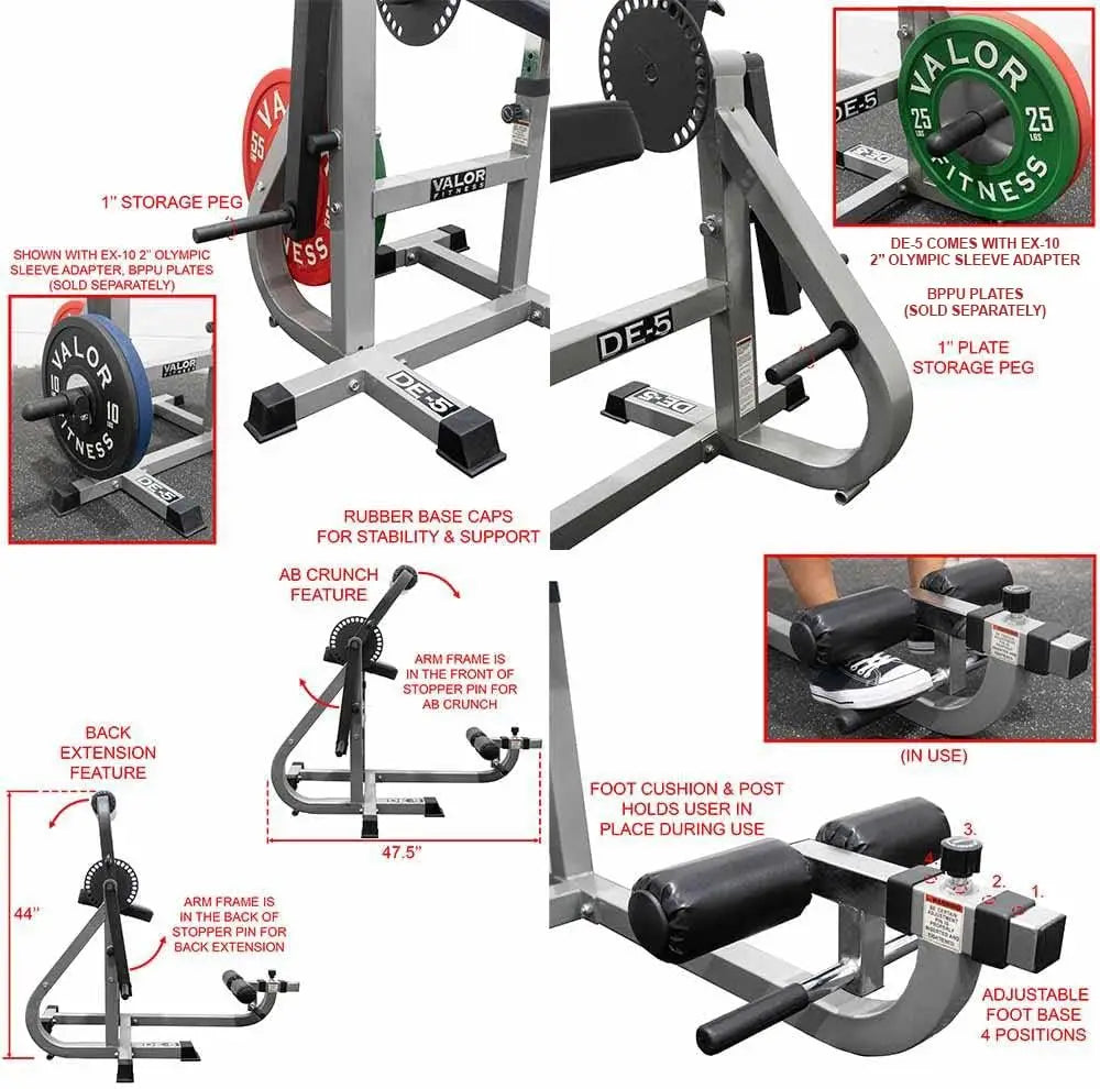 Fitness Ab Crunch and Back Machine – Plate Loaded Up to 200 lbs -28 Adjustable Positions – Core Stomach Muscle Workout – DE-5B