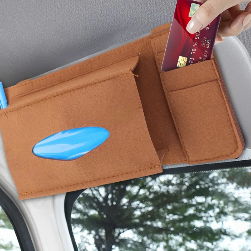 Car Multifunctional Felt Tissue Box Sun Visor Storage Bag Cars Creative Document Storage Pocket Usual Auto Interior Accessories