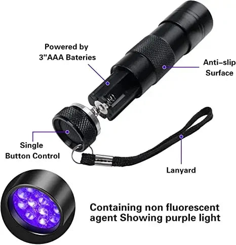 1-10Pcs UV Flashlights 395nm Black Light 9 LED Ultraviolet Lamp Torch UV Light Detector for Pet Urine Stains Bug