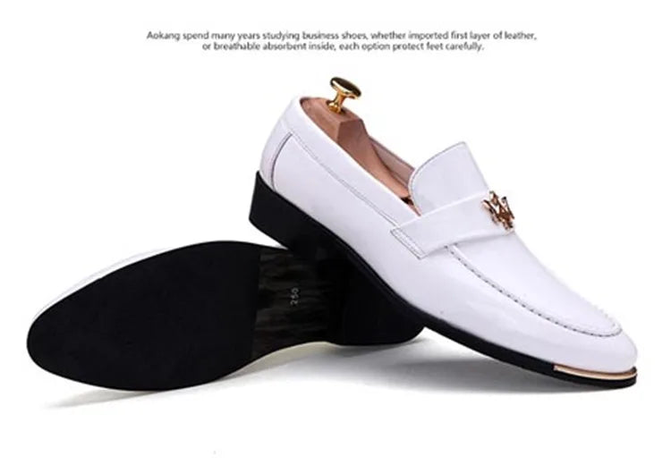 2024 New Fashion Red Men's Social Shoe Casual Glitter Leather Loafers Shoes for Men Slip-on Pointed Toe Dress Shoes Men Footwear