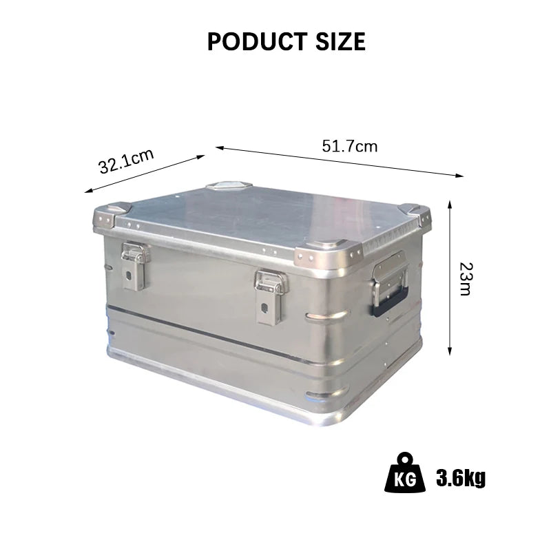 Aluminum Storage Box Luggage Outdoor Travel Box Large Capacity Tools Storage Box Camping Car Portable Luggage Storage Containers