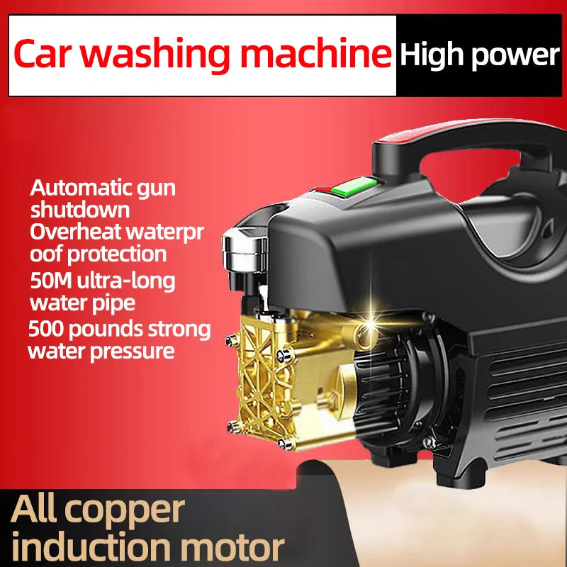 Car Washer High Pressure 220V Household Car Washing Machine High Power Car Brush Super Power Booster Pump Cleaning Machine 800W