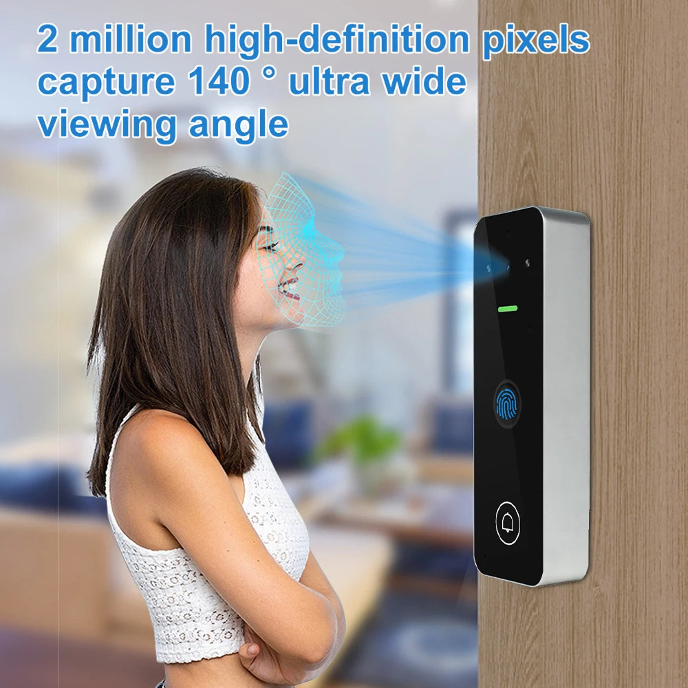 Wifi Home Video Intercom 1080P Video Doorbell Camera Biometric Fingerprint Access Control System Apartment Tuya Smart Life IP65