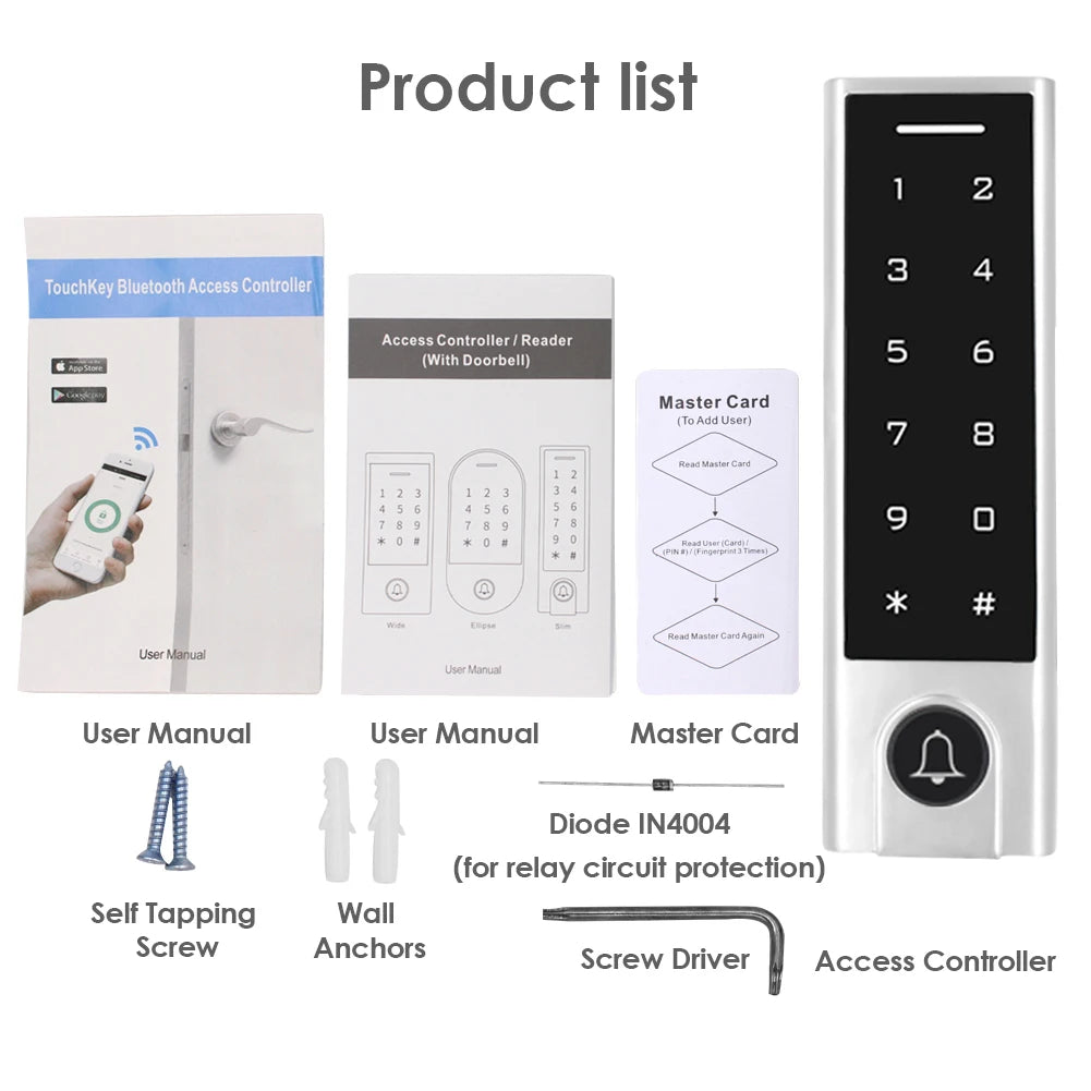 H3 / HF3 Tuya 2.4G Wifi Fingerprint Keypad 125Khz RFID Access Controller Waterproof Remote Control Anywhere Door Access Opener