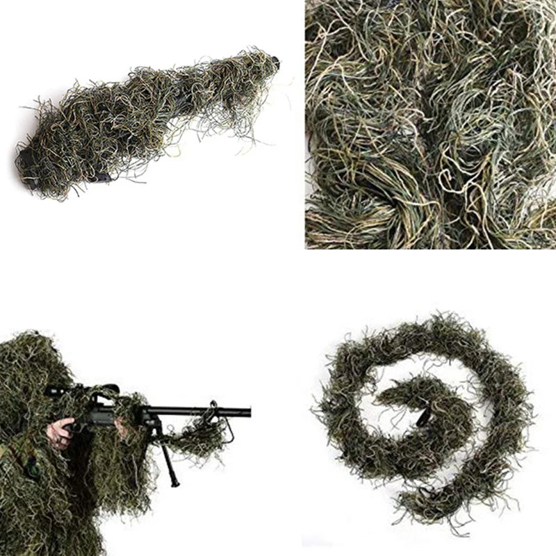 1.2M Elastic Ghillie Clothing Camouflage Rope Holster Wrap Outdoor Tactical Cs Rope Gear Depth  Concealment of Concealed Wool