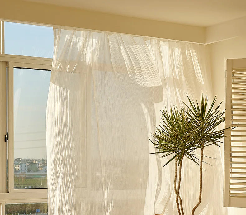 2022 Japanese Linen Translucent Gauze Curtain Living Room Warm White High-quality Curtain Bedroom High-grade Decorative Curtains