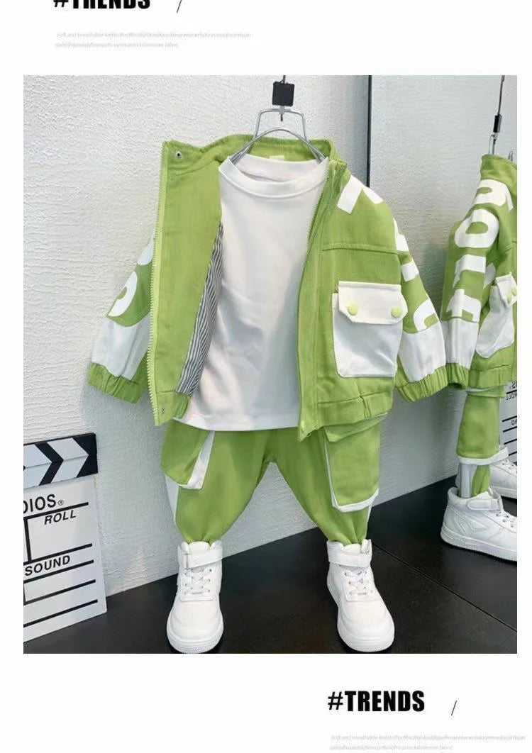 Boys Clothing Set Jacket Suit Spring and Autumn Clothing Children's Sportswear Set Boys' Baby Coat Pants Two-piece Set 2024 New