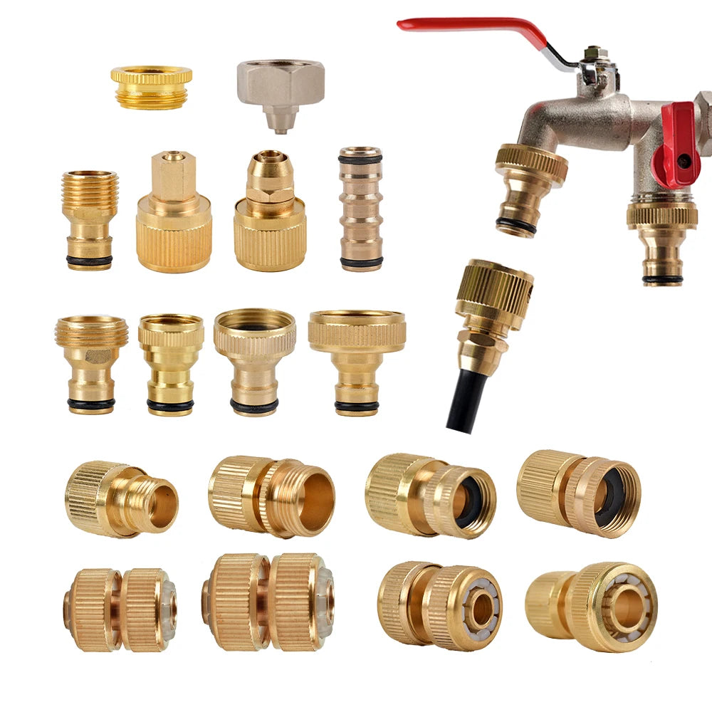 1/2'' 3/4'' 1'' Brass Tap Quick Connecter 16mm 20mm Copper Hose Coupling Adapter Garden Tubing Repair Watering Gun Fittings Tool