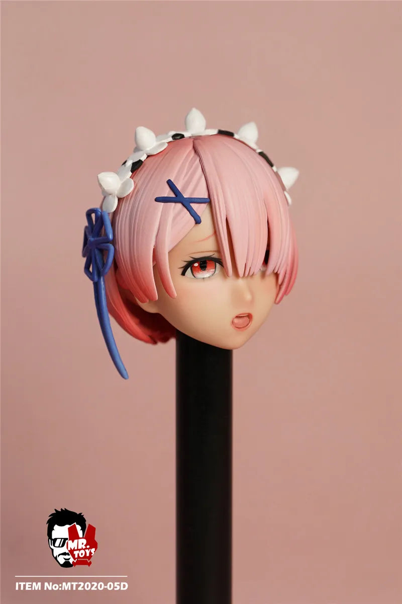 In Stock MR.TOYS MT2020-05 1/6 Anime Girl Rem Ram Maid Delicate Head Sculpture Maid Attire Model Fit 12'' Female Action Figure