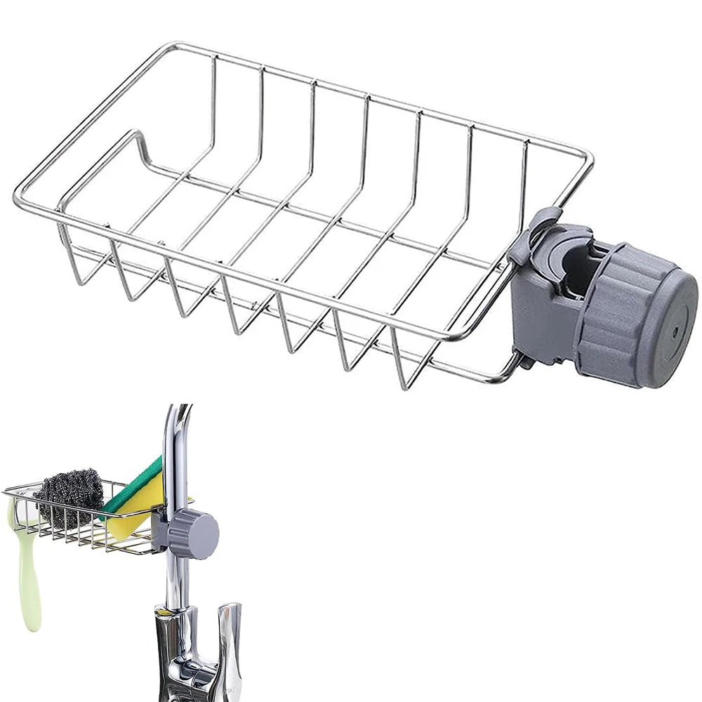 Hanging Faucet Rack Adjustable Height Flexible and Rotatable Kitchen  Sink Drain Holder Suitable for Soap, Sponges, Brushes