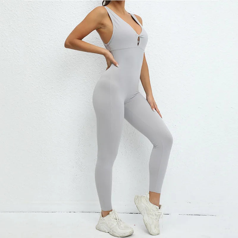 New Sportswear Woman Gym Fitness Overalls Sporty Jumpsuit Women Sport Sets Women Yoga Pants Clothes One Piece OutfitGirl  Back