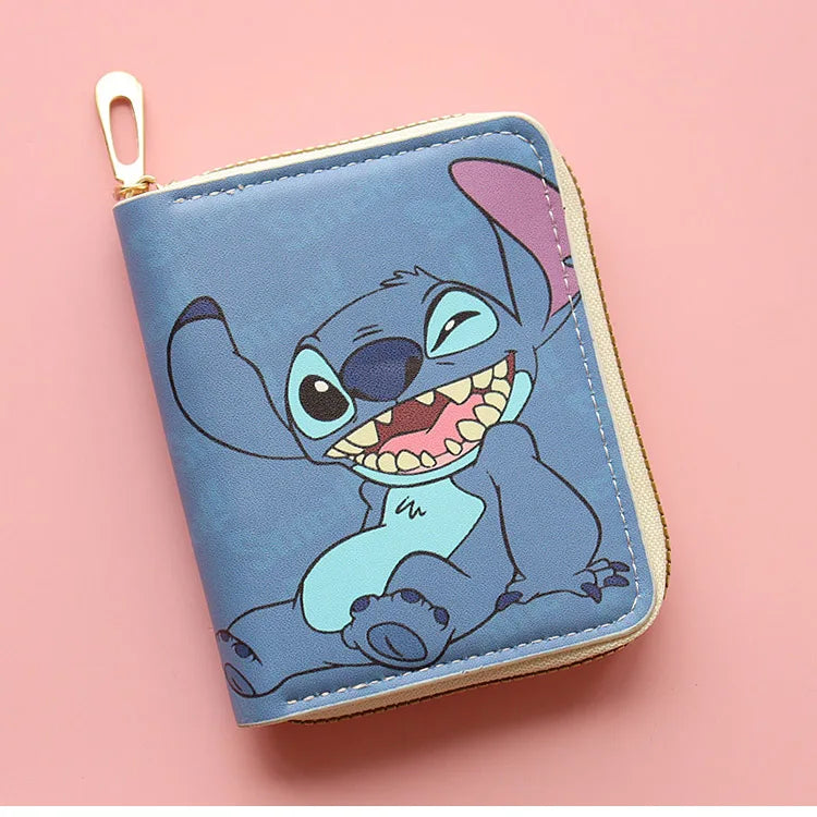 Disney Stitch Wallet Anime Movie Lilo & Stitch Short Zipper Wallet ID Card Bank Card Holder Kids Bag Coin Purse Birthday Gifts