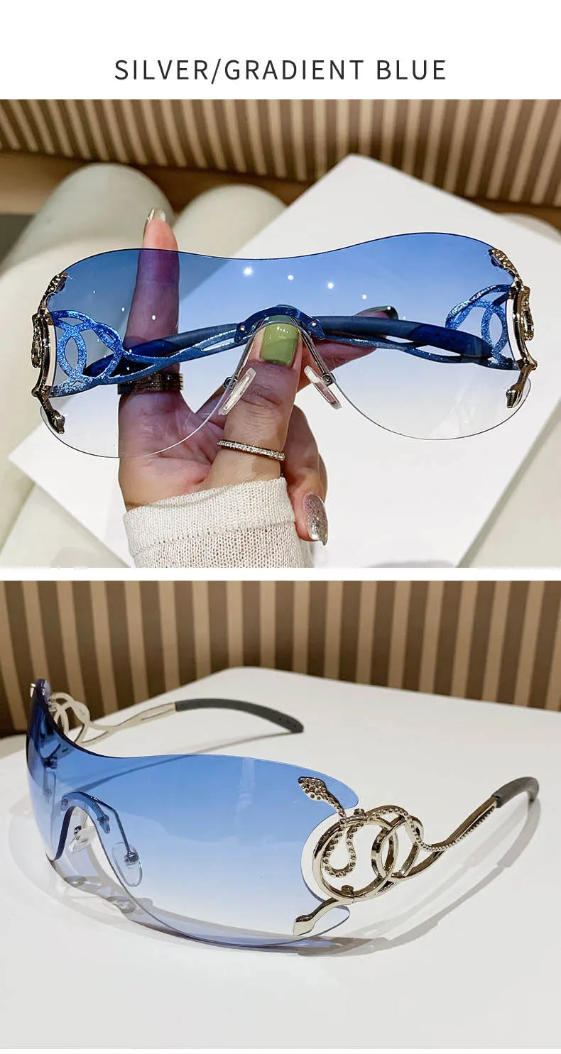 Y2k Fashion Sunglasses Women Vintage Oculos Sunglasses Rimless Designer Glasses Trending Sun Lentes Gafas De Sol Mujer Lunette