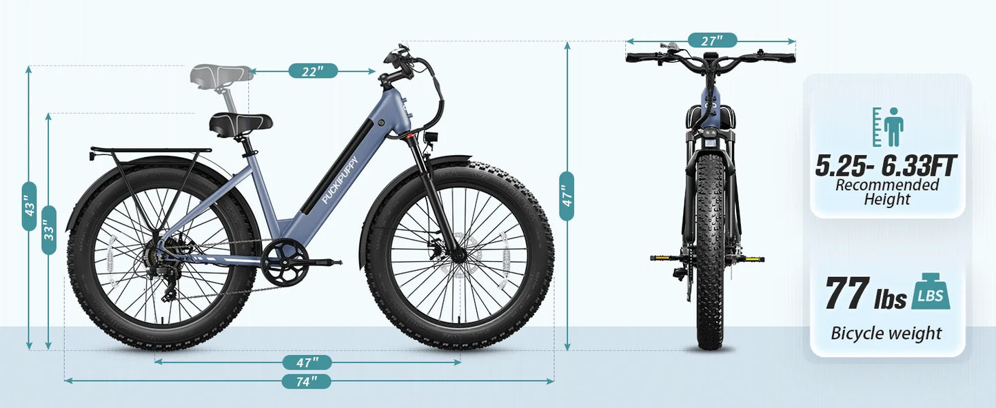 QAdults 960W Peak , 48V 15AH Removable Battery Electric Bicycle, 28MPH Commuter E-bike, 7 Speed, Up to 60 Miles