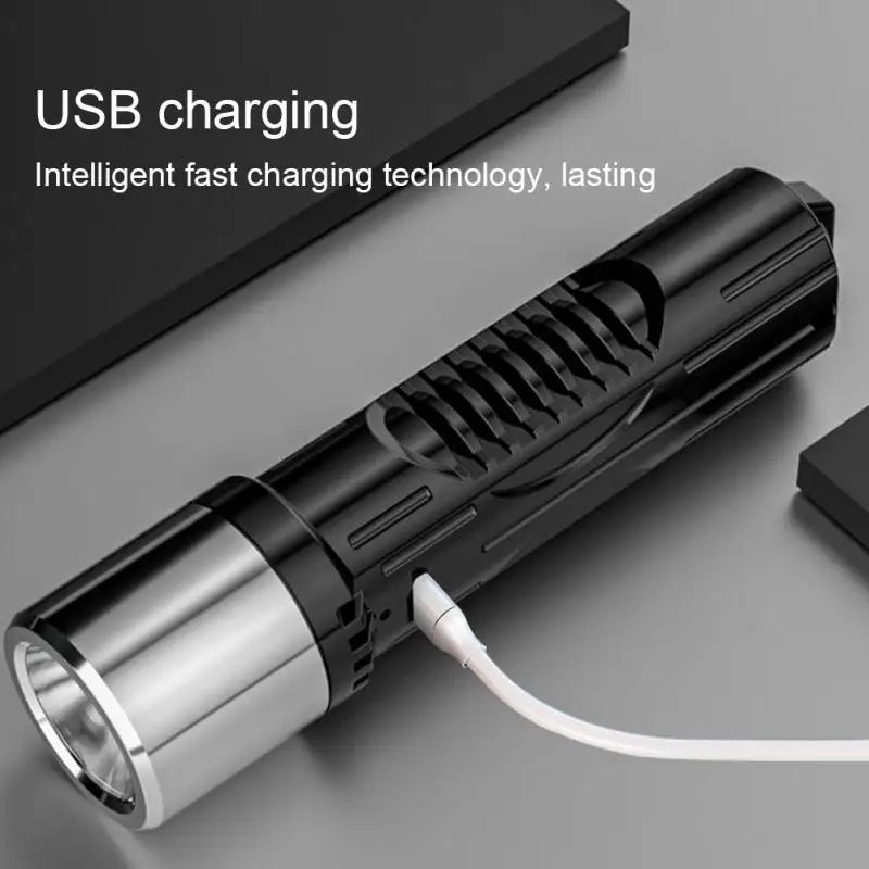 Super Bright LED Flashlight USB Rechargeable Led Torch for Night Riding Camping Hunting & Indoor Flash light