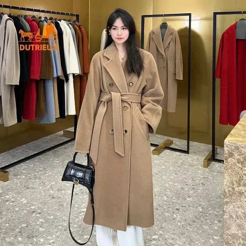 Women's Coat Double-sided 10% Cashmere 90% Wool Women's Long Coat Jacket, 2024 Winter New Long Cashmere Coat Women