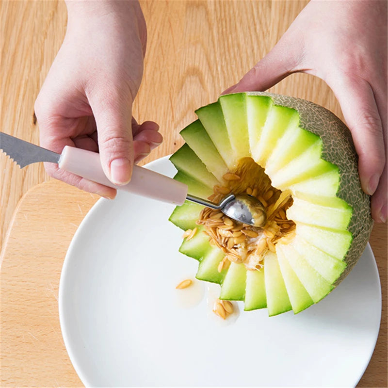 Multi Function Fruit Carving Knife Watermelon Baller Ice Cream Dig Ball Scoop Spoon Baller Kitchen DIY Cold Dishes Tools Gadgets