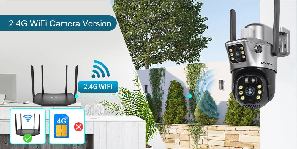 LS VISION 4K 8MP Dual Screen Solar Camera Outdoor Wireless 4G/WiFi PTZ Dual Lens Security Protection Auto Tracking CCTV Cameras