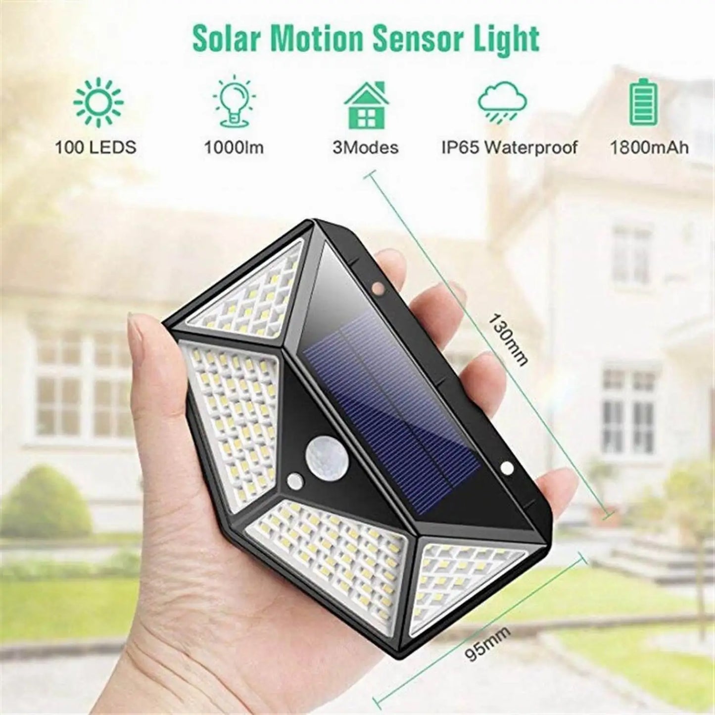 Solar Lights Outdoor 6 Pack, 100LED/3 Modes 270° Lighting Angle Motion Sensor Security Lights, IP65 Waterproof