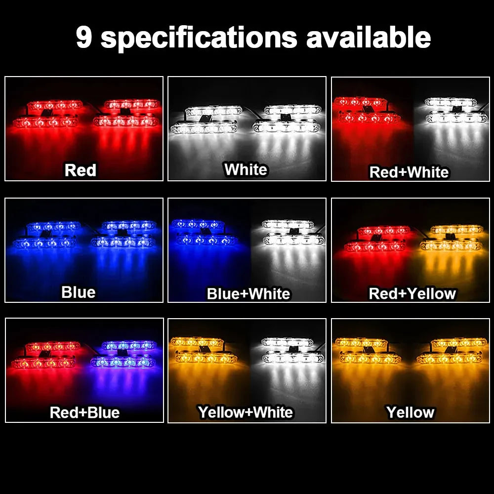 4 LED 4-in-1 Car Strobe Lights Ambulance Police Car Truck Flash Warning Lamp With Wireless RC Front Grille Caution Flasher Lamp