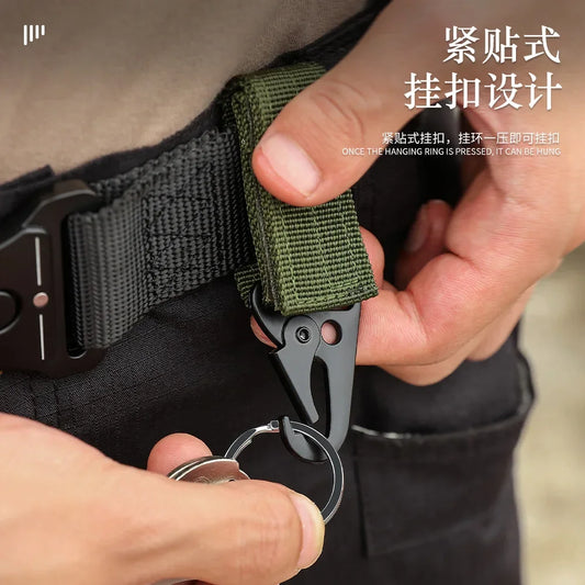 Tactical Molle Hook-Webbing Keychain-Key Ring Holder Hunting Gear Keeper Pouch Key Chain Nylon Belt Keychain EDC Molle Webbing