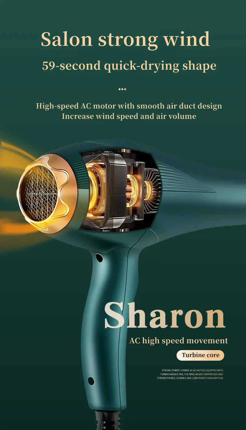 Fashionable High-Speed Hair Dryer  High-Power Quick Drying Hair Care Silent Home Hair Salon Tools Buy 1 Get 6 Free