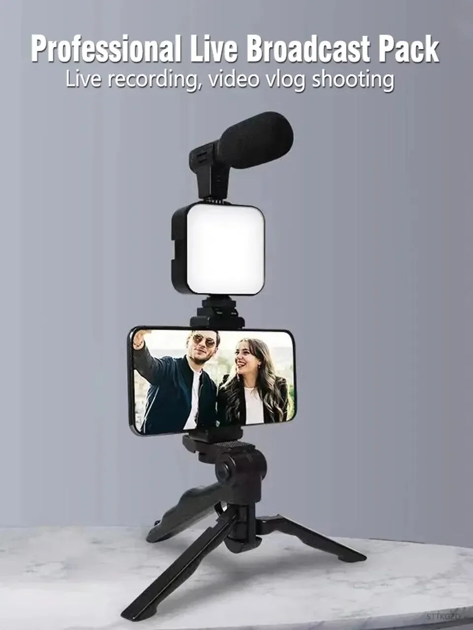 Tripod Phone Holder Smartphone Vlogging Kit With Mini Microphone LED Fill Light Starter For TikTok Live Stream Video YouTube