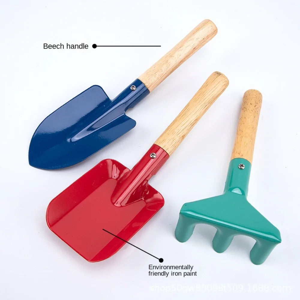 Kids Candy Color Garden Tools Mini Metal Trowel with Wooden Handle Gardening Tools Trowel Rake Shovel for Children