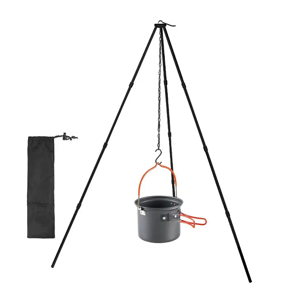 Outdoor Large Bonfire Tripod Portable Camping Campfire Cooking Pot Hanging Triangle Stand Rack Picnic Cooking Grill Tool