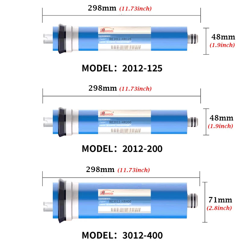 50 75 100 125 400GPD Home Kitchen Reverse Osmosis RO Membrane Replacement Water System Filter Purifier Water Drinking Treatment