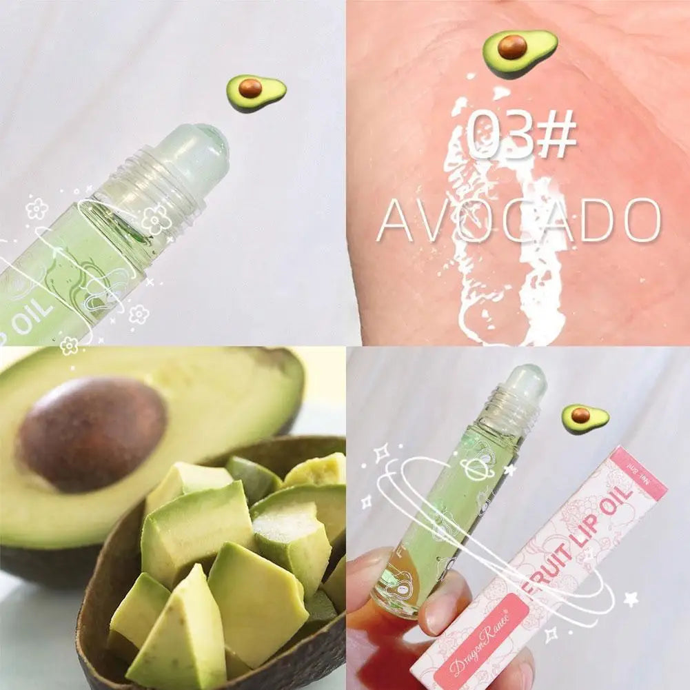 1pc Transparent Hydrating Lip Gloss Fruit Roll-on Balm Lip Makeup Primer Moisturizing Clear Lip Oil Long Lasting Cosmetics