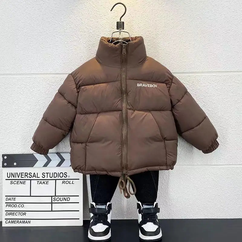 Boys Winter Cotton Clothes 2023 Latest Children's Fashionable Trend Winter Korean Edition Boys Free Wash Thickened Coat Trend