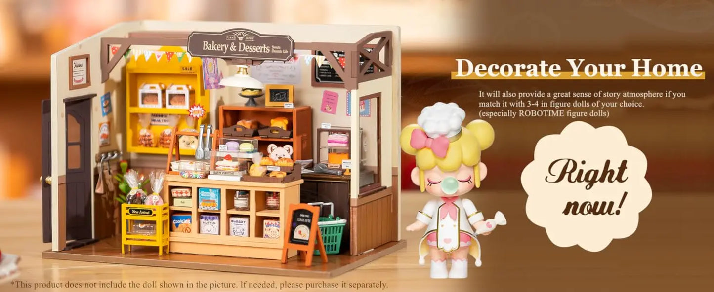 Robotime Rolife Becka's Baking House 3D Puzzle DIY Miniature Dollhouse Kit Amazing Gift for Children DG161