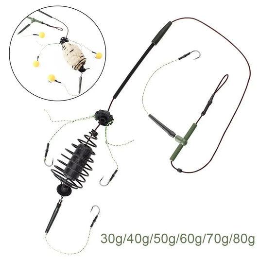 Eco-Friendlys Carp Fishing Gear 50cm High-Carbon Steel Bait Cage Feeder Set With Line Hook & Sinker 30-80g Weights Fishing Part