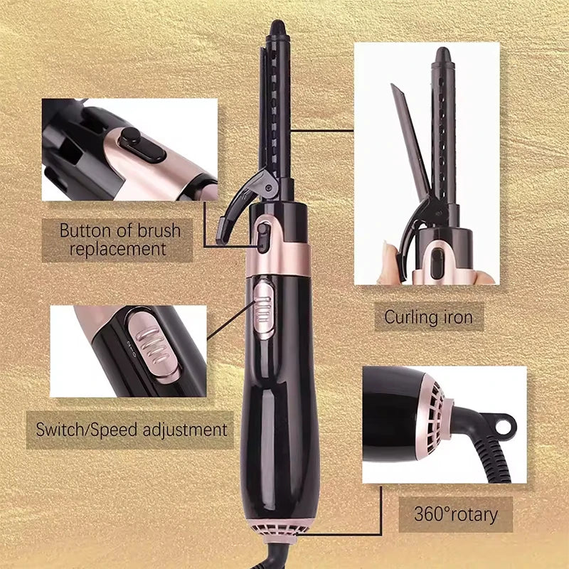 Portable electric hot air comb 4-in-1 hot air comb one-step hair dryer and curling iron fast straightener Hot air comb