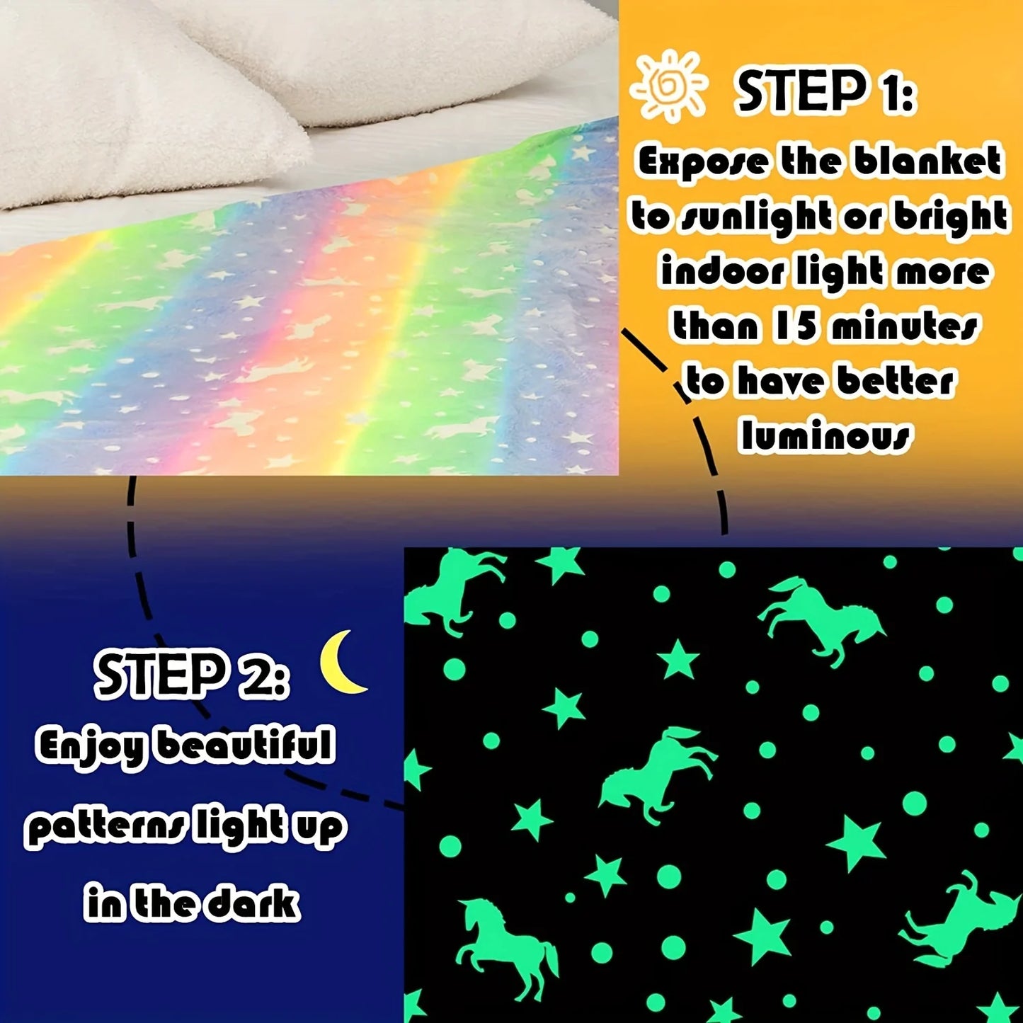 Soft and Cozy Glow-in-the-Dark Unicorn Blanket for Kids - Perfect for All Seasons and Gifts