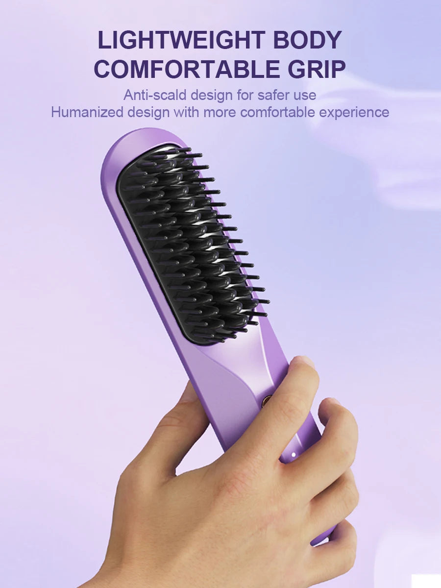 Cordless Electric Hair Brushes Straightener Brush  Heat Comb for Women Travel Portable Dryer and Straightening Brush Styler