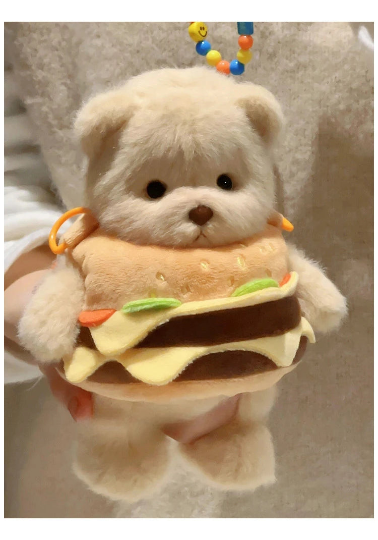 Cute Bear Crossbody Bags for Girls Soft Plush Doll Bear Shoulder Bags Lovely Girls Mini Bags Baby Infant Hamburger Toys Gifts