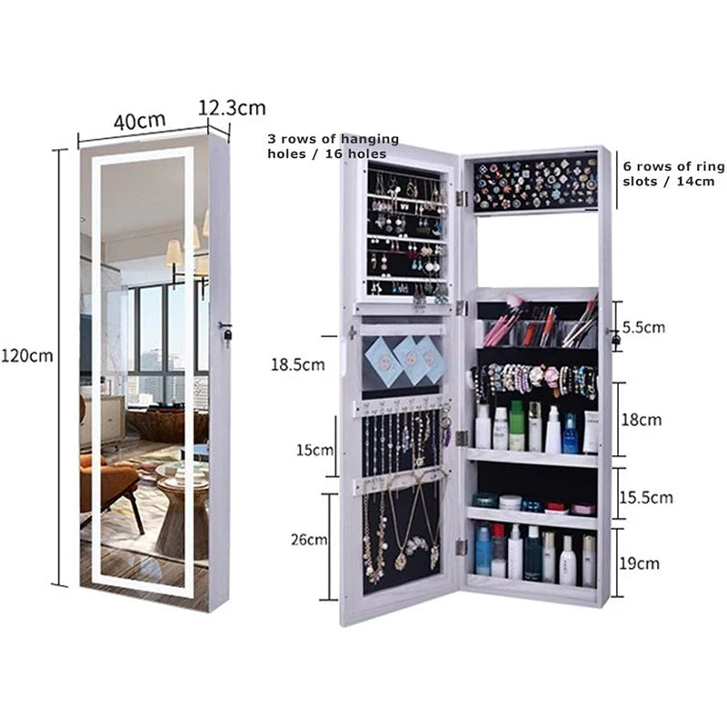 Wood Led Modern Full Length Mirror Armoire Mirror Jewelry Cabinet For Home