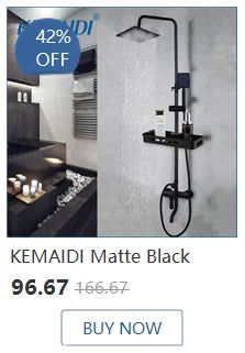 KEMAIDI Black Round Modern Rainfall Shower Systyerm Wall Mounted Bathroom Shower Faucet Sets Shower Head & Hand Shower Set