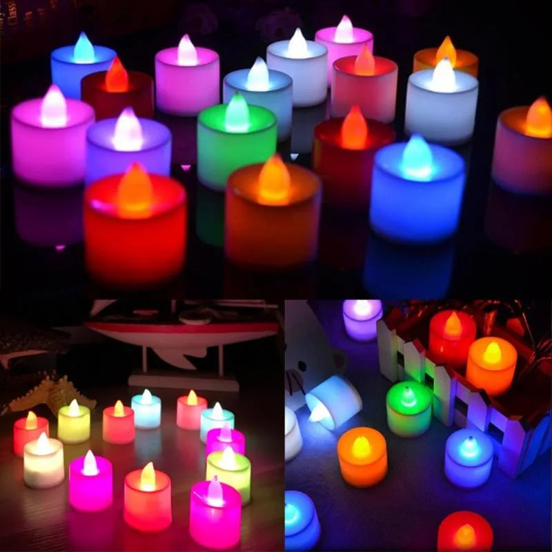 1/48PCS Flameless Led Candle Christmas Wedding Party Decoration Table Lamp Heart-shape Electronic Battery-Power Tealight Candles