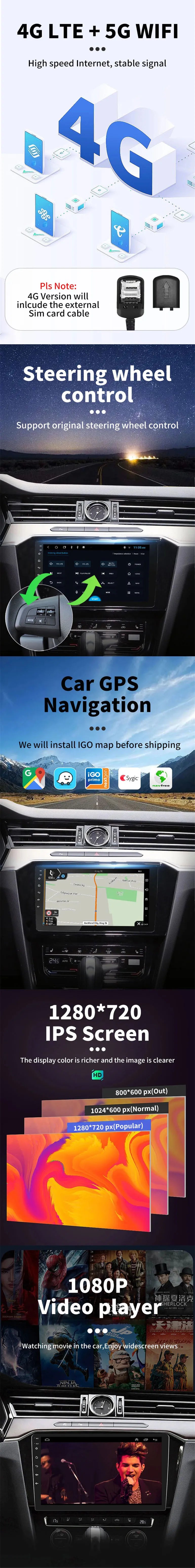 Android Multimedia for Dodge Ram 1500 2500 Pickup 2008-2012 Car Radio 2 Din Stereo Carplay GPS Navigation Head Unit Autoradio