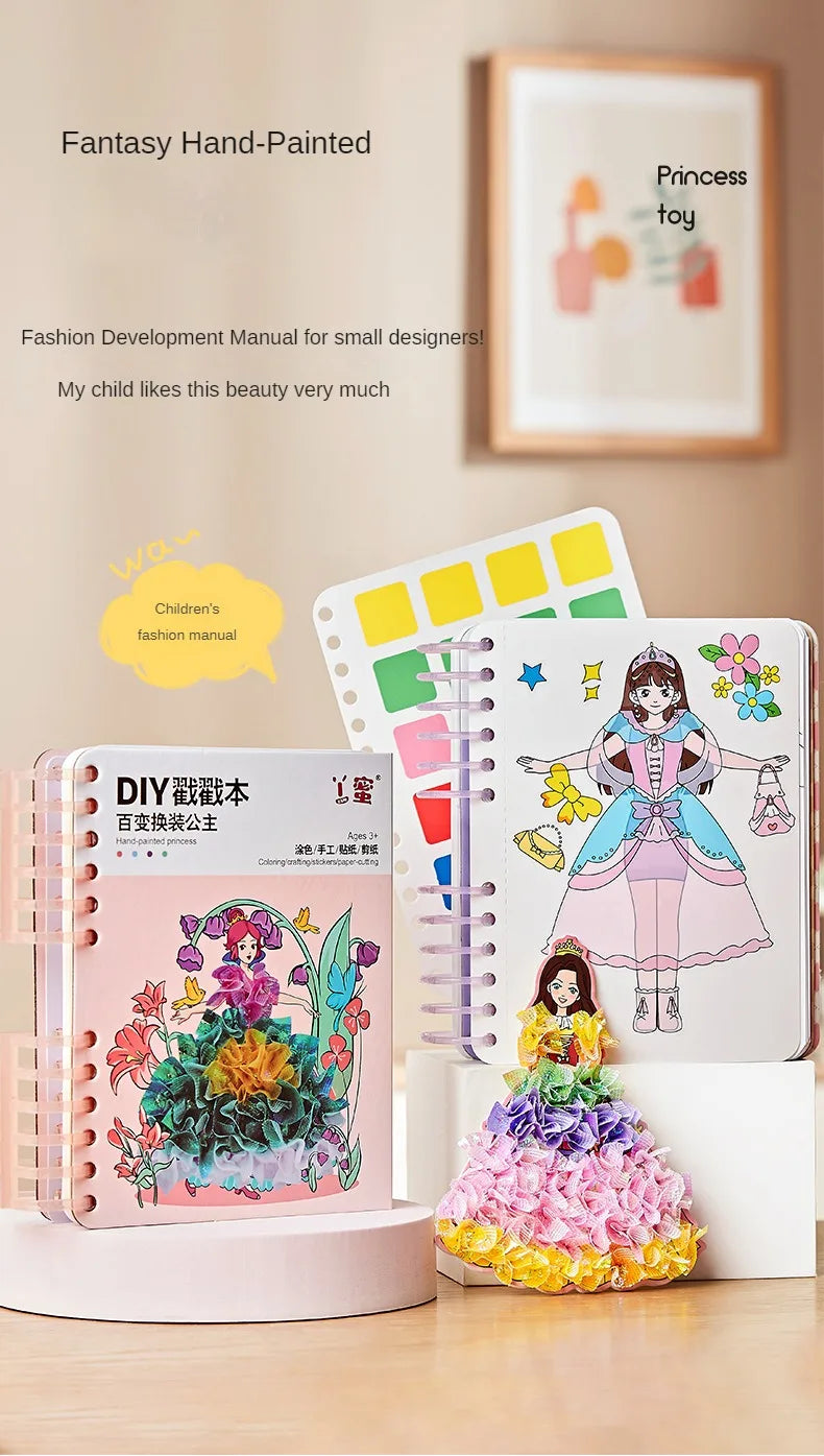 Children DIY Painting Sticker Craft Toys Kids Art Girls Poking Painting Princess Handmade Educational Magical Children Gifts