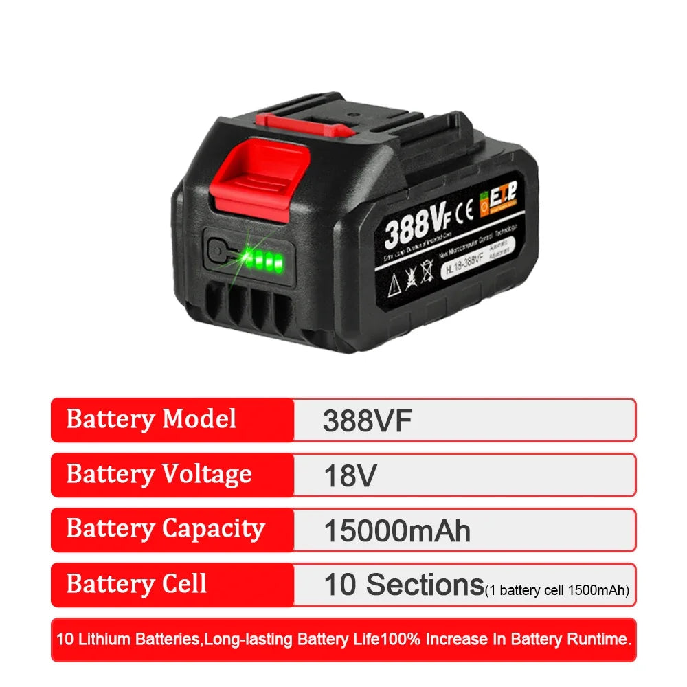 928VF 388VF Battery 22500mah 15000mah 7500mah Lithium Battery Rechargeable For Makita Battery Electric Chainsaw Power Tools